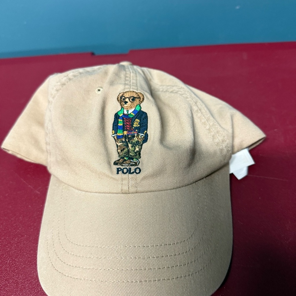 Polo by Ralph Lauren Beige Cap with Bear Embroidery